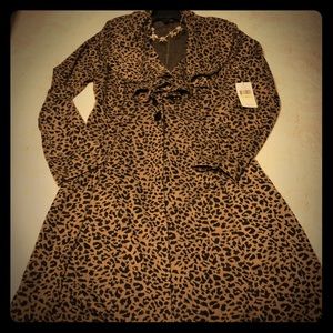 Lightweight Long Leopard Ruffle Coat NWT